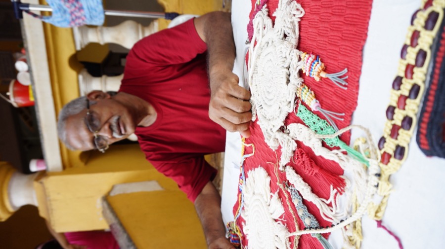 Hemp macramé fiber work