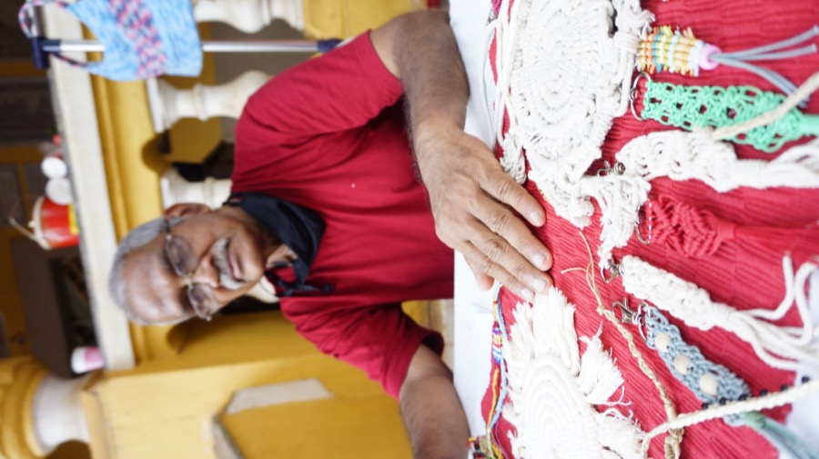 Large scale macramé textile piece